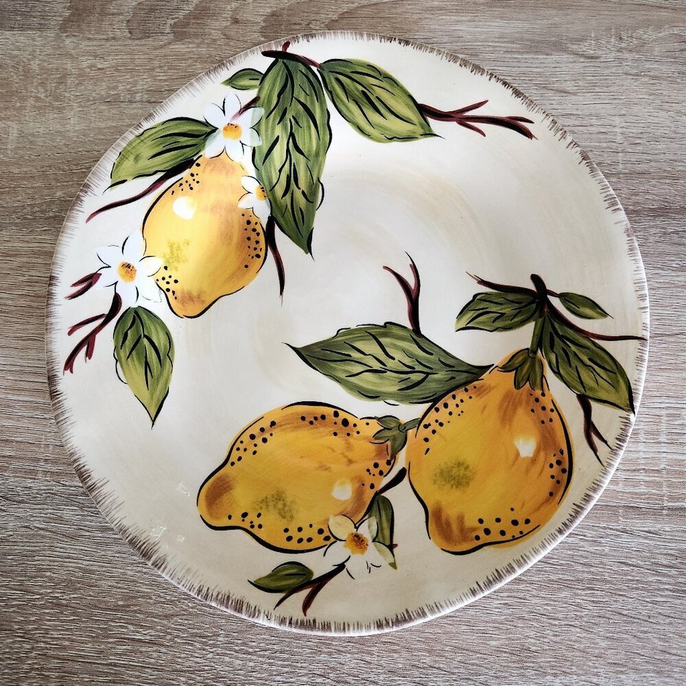 Pier 1 Imports Avalon Earthenware Lemon Tree Floral Handpainted Salad Plate 8.5"